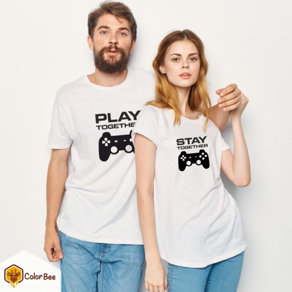 Marškinėliai poroms "Play together" Marškinėliai poroms | Colorbee.lt